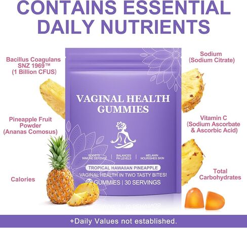 Premium Feminine Balance Gummies,Vital Vaginal Probiotics Source Feminine Gummies,Pineapple Flavor for Women ph,for Women of All Ages - Probiotics for Digestion, Gut Health, Immune Support in Kuwait