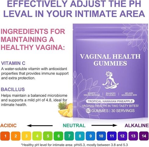 Premium Feminine Balance Gummies,Vital Vaginal Probiotics Source Feminine Gummies,Pineapple Flavor for Women ph,for Women of All Ages - Probiotics for Digestion, Gut Health, Immune Support in Kuwait