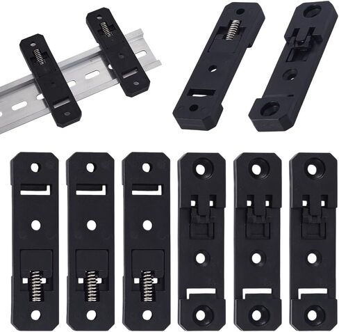AHANDMAKER 10Pcs DIN Rail Mounting Brackets, 76x20x8mm Rectangle Universal Mounting Supports Standard Nylon Industrial Electrical Clamps for Switches Circuit Breakers Solid State Relays, Black in Kuwait