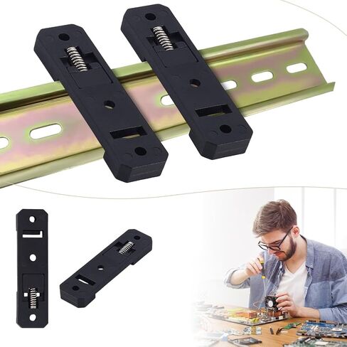 AHANDMAKER 10Pcs DIN Rail Mounting Brackets, 76x20x8mm Rectangle Universal Mounting Supports Standard Nylon Industrial Electrical Clamps for Switches Circuit Breakers Solid State Relays, Black in Kuwait