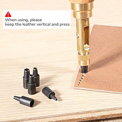 Wooden Handle Bookbinding Tool with 6 Tips, Adjustable Leather Hole Punch, Japanese Screw Punch, Belt Hole Puncher for Sewing Leather, Craft Puncher (1.5mm/2mm/2.5mm/3mm/3.5mm/4mm) in Kuwait