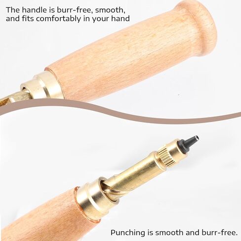 Wooden Handle Bookbinding Tool with 6 Tips, Adjustable Leather Hole Punch, Japanese Screw Punch, Belt Hole Puncher for Sewing Leather, Craft Puncher (1.5mm/2mm/2.5mm/3mm/3.5mm/4mm) in Kuwait
