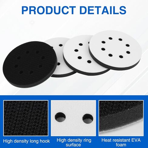 12 Pcs 5 Inch 8 Holes Foam Sander Pad for Orbital Sander, Hook Sponge Sanding Pads and Soft Density Interface for Electric Sander in Kuwait