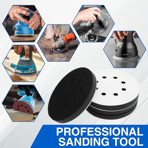 12 Pcs 5 Inch 8 Holes Foam Sander Pad for Orbital Sander, Hook Sponge Sanding Pads and Soft Density Interface for Electric Sander in Kuwait