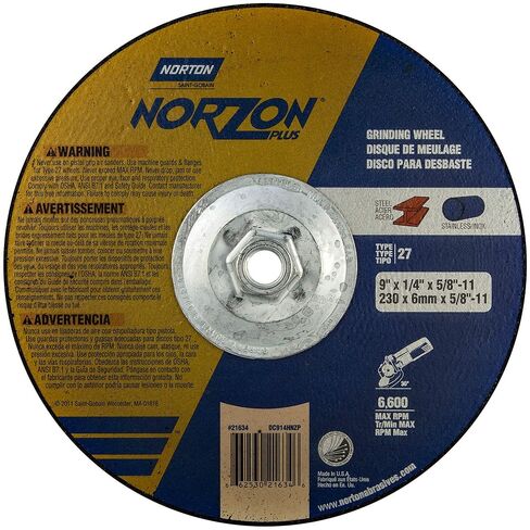 Norton - 9" X1/4" X5/8-11 Type 27 NORZON Plus Wheel - 547-66253021634 in Kuwait