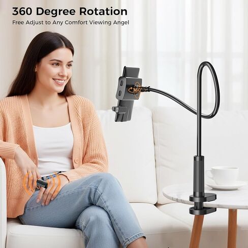 Metal Tablet Holder for Kindle Reading in Bed with Remote Page Turner, Easy Adjust Hands Free Lazy Arm Mount for Kindle Accessories, Gifts for Readers in Saudi Arabia