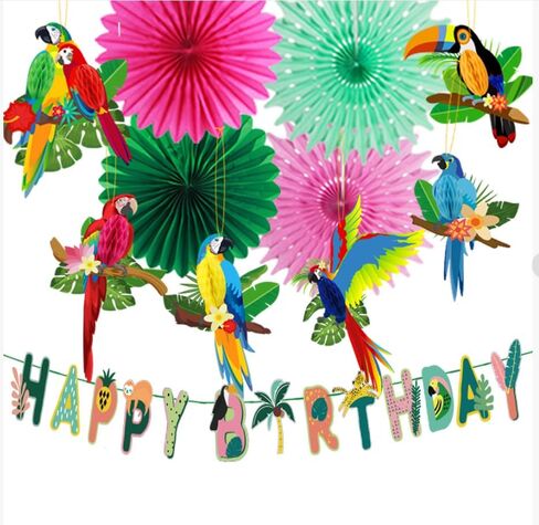 6 Pcs Tropical Birds Honeycomb Paper Cutouts, Rio Party Hanging Decorations Rainforest Hanging Paper Birds Hawaiian Summer Parrot Honeycomb Cutouts (Colorful) in Saudi Arabia