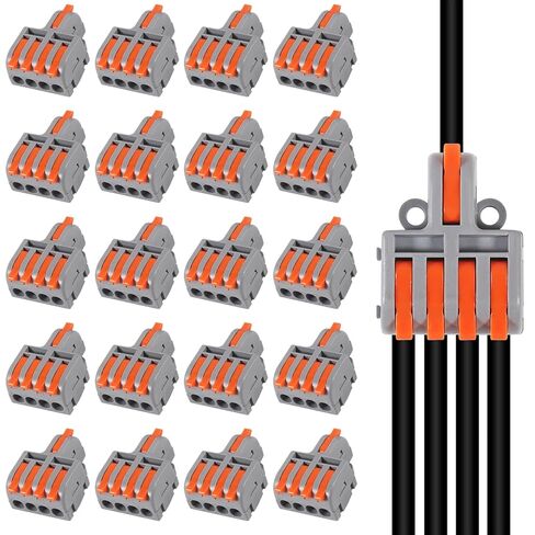 20PCS Mini Electrical Wire Connectors, DIY Splicing into 4/6/8/9/10 Way Butt Terminal Block Connectors (1 in 4 Out) in Kuwait