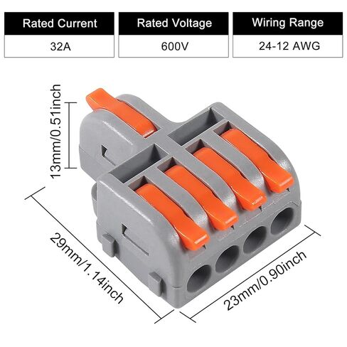 20PCS Mini Electrical Wire Connectors, DIY Splicing into 4/6/8/9/10 Way Butt Terminal Block Connectors (1 in 4 Out) in Kuwait