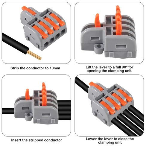 20PCS Mini Electrical Wire Connectors, DIY Splicing into 4/6/8/9/10 Way Butt Terminal Block Connectors (1 in 4 Out) in Kuwait
