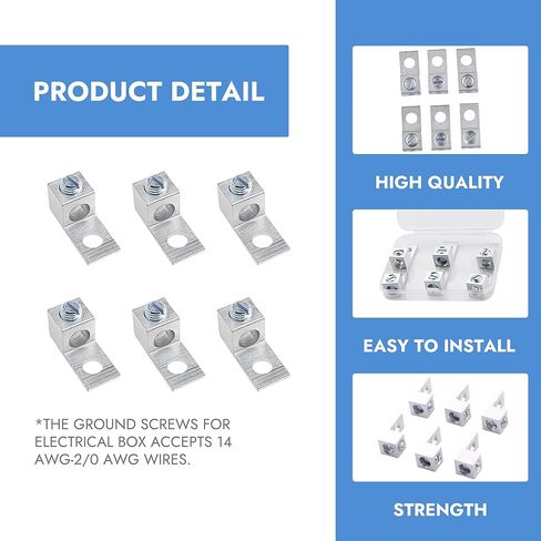 2AWG TA-2 1B2U Mechanical Lugs 6Pcs Heavy Duty Aluminum Connectors 1-Hole Quick Connect Terminals Suitable for Automotive & Electrical Wiring Connections in Kuwait