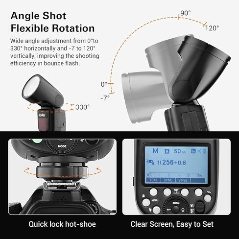 Godox V1 V1N V1-N Camera Flash,for Nikon Cameras,W/AK-R1 Kit,76Ws 2.4G TTL Round Head Flash, 1/8000 HSS, 480 Full Power Shots, 1.5s Recycle Time, 2600mAh Lithium Battery, 10 Level LED Modeling Lamp in Saudi Arabia