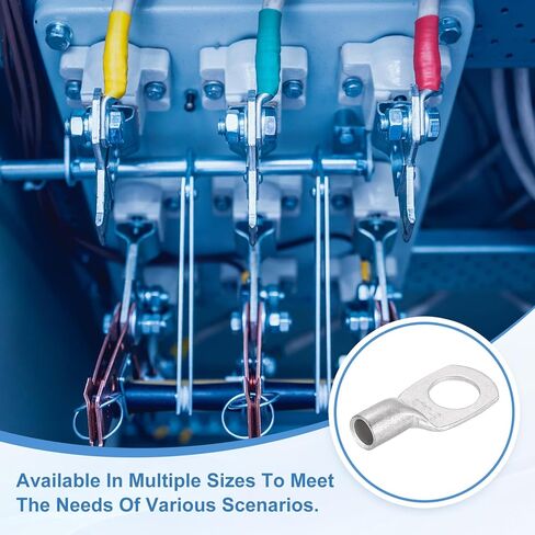 MECCANIXITY 20 Pcs Tinned Copper Wire Lugs 8AWG 21/64" Wire Connectors Marine Grade Battery Cable Ends Ring Terminals SC10-8NH Battery Cable Lugs, Silver in Kuwait
