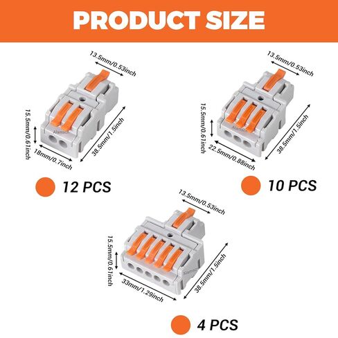 26PCS Lever Wire Connector Kit Compact Splicing Connectors Electrical Wire Conductor Connector 2/3/5 Circuit Inline Splice for Quick Wiring AWG 24-12 in Kuwait