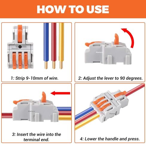 26PCS Lever Wire Connector Kit Compact Splicing Connectors Electrical Wire Conductor Connector 2/3/5 Circuit Inline Splice for Quick Wiring AWG 24-12 in Kuwait
