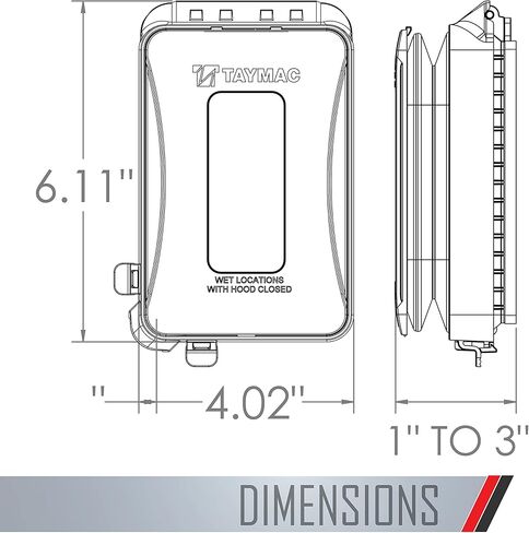 TayMac ML450W غطاء منفذ كهربائي قابل للتوسيع من البولي كربونات الأبيض مقاوم للطقس أثناء الاستخدام لتحسين المنزل، 1 بوصة. إلى 3 بوصة. غطاء عميق للمخرج الخارجي لصندوق الكهرباء، NEMA 3R in Kuwait