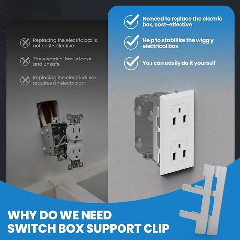 5 Pcs Switch Box Straps on Electrical Outlet Repair | Switch Box Support F Clips for Use with Boxes with Plaster Ears | for Loose Outlet Fix in Saudi Arabia