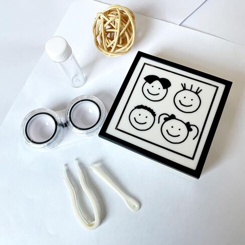 White Contact Lens Case Travel Size, Cat Eye Contact Case Cute Colored Contact Lenses Applicator Removal Tool Kit with Mirror Solution Bottle for Daily Outdoor in Saudi Arabia