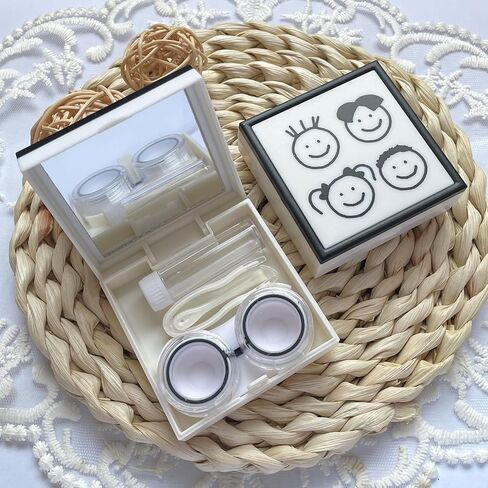 White Contact Lens Case Travel Size, Cat Eye Contact Case Cute Colored Contact Lenses Applicator Removal Tool Kit with Mirror Solution Bottle for Daily Outdoor in Saudi Arabia