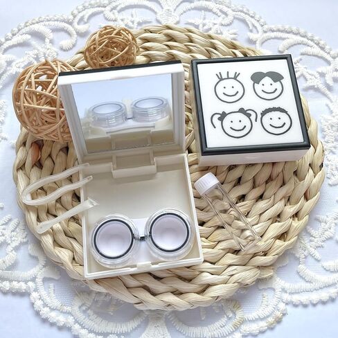 White Contact Lens Case Travel Size, Cat Eye Contact Case Cute Colored Contact Lenses Applicator Removal Tool Kit with Mirror Solution Bottle for Daily Outdoor in Saudi Arabia