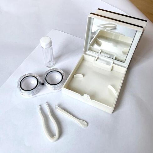 White Contact Lens Case Travel Size, Cat Eye Contact Case Cute Colored Contact Lenses Applicator Removal Tool Kit with Mirror Solution Bottle for Daily Outdoor in Saudi Arabia