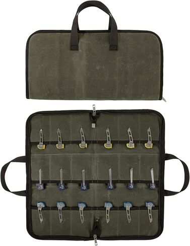 QEES Pocket Knife Roll Bag,Zipper Knife Display Case with 18 Slots,Waxed Canvas Folding knife Case,Pocket Knife Holder Storage for Collection,Knife Organizer for Tactical Camping EDC Mini Knife Roll in Kuwait