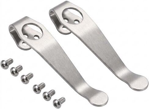 2-pack Titanium Deep Carry Pocket Clip Compatible with Spyderco Para 3 & Paramilitary 2 Knives - Custom Stone Wash Finish with 6 Screws in Kuwait