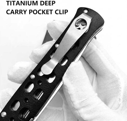 2-pack Titanium Deep Carry Pocket Clip Compatible with Spyderco Para 3 & Paramilitary 2 Knives - Custom Stone Wash Finish with 6 Screws in Kuwait