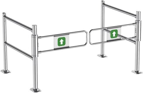 Industrial Metal Swing Gate for Supermarket Entrance, Automatic Closing Safety Gate with Guardrail for Warehouse & Library, Universal Design for Enhanced Security in Saudi Arabia