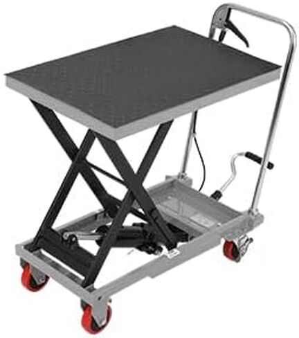 Heavy Duty Hydraulic Lift Table Cart for Stairs – 500 lbs Capacity, Single Scissor Manual Lifting, 28.5" Max Height, Non-Slip Platform, 4 Wheels for Safe Material Handling and Transportation in Kuwait
