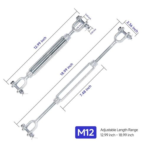 4 عبوات 1/2 بوصة M12 وصلة ربط الفك والفك، شداد فولاذي مجلفن شديد التحمل، أجهزة خارجية لشد الكابلات والحبال والسلاسل in Kuwait