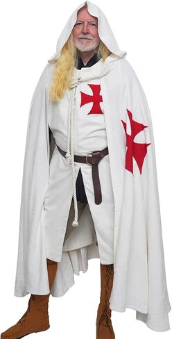 Lord of Battles Medieval Tunic with Cape Templar Knight Surcoat Halloween Costume Hooded Cape Cloak Cosplay Costume in Saudi Arabia