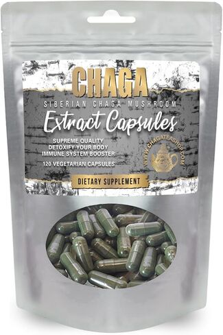 ChagaTeaShop Siberian Chaga Extract Capsules Dietary Supplement 2 Month Supply 120 Vegetarian Capsules in Kuwait