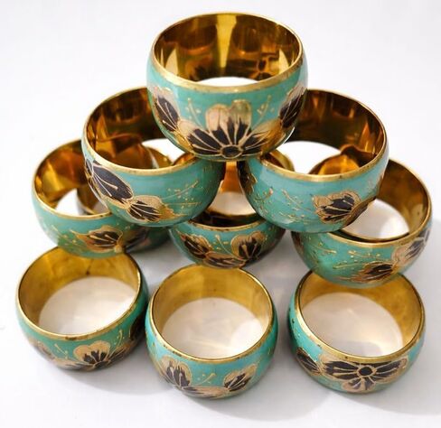 Set of 12 Round Metal Napkin Rings – 1.5 Inch Elegant Design, Lightweight Handmade Napkin Holders for Wedding, Holiday, Thanksgiving, Formal Home Kitchen Dining Everyday Table Decor in Kuwait