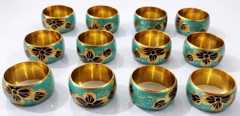 Set of 12 Round Metal Napkin Rings – 1.5 Inch Elegant Design, Lightweight Handmade Napkin Holders for Wedding, Holiday, Thanksgiving, Formal Home Kitchen Dining Everyday Table Decor in Kuwait
