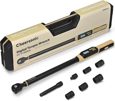 Digital Torque Wrench 1/2 Drive, 12.5-250.7 ft·lb (17-340N.m) ±1% Accuracy Electronic Torque Wrench with Buzzer and LED Heavy Duty Torque Wrench Set with Socket for Car Repair Trucks large machinery in Kuwait