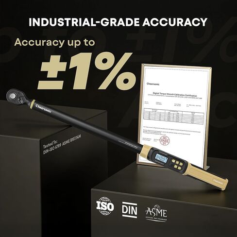 Digital Torque Wrench 1/2 Drive, 12.5-250.7 ft·lb (17-340N.m) ±1% Accuracy Electronic Torque Wrench with Buzzer and LED Heavy Duty Torque Wrench Set with Socket for Car Repair Trucks large machinery in Kuwait