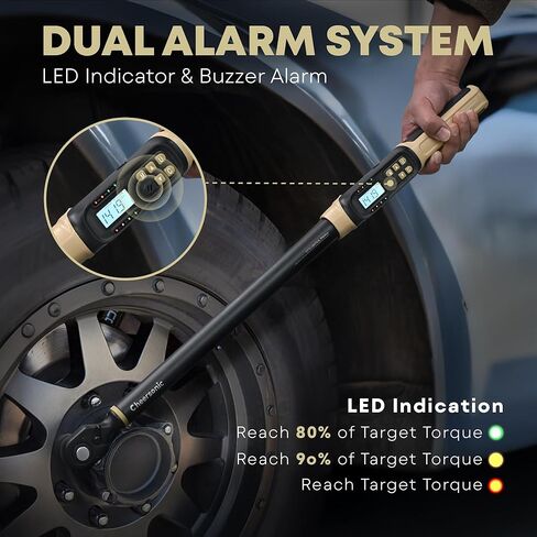 Digital Torque Wrench 1/2 Drive, 12.5-250.7 ft·lb (17-340N.m) ±1% Accuracy Electronic Torque Wrench with Buzzer and LED Heavy Duty Torque Wrench Set with Socket for Car Repair Trucks large machinery in Kuwait