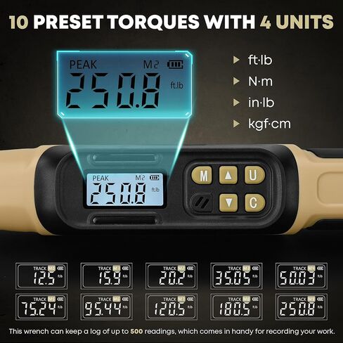 Digital Torque Wrench 1/2 Drive, 12.5-250.7 ft·lb (17-340N.m) ±1% Accuracy Electronic Torque Wrench with Buzzer and LED Heavy Duty Torque Wrench Set with Socket for Car Repair Trucks large machinery in Kuwait