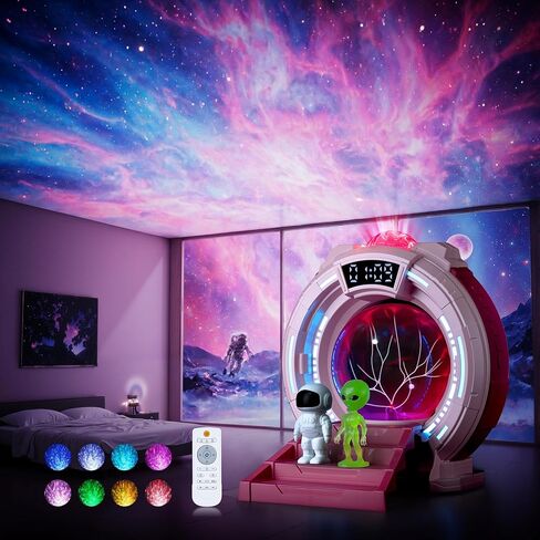 ضوء ليلي على شكل كرة بلازما لبوابة الفضاء، مصباح LED لجهاز عرض Galaxy مع ضوضاء بيضاء، منبه مكبر صوت موسيقى بلوتوث، جهاز تحكم عن بعد، ضوء نجمة لمصباح ديكور غرفة الأطفال، هدية عيد الميلاد/عيد الميلاد. (أزرق) in Saudi Arabia
