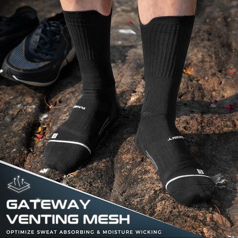 Rahhint Compression Running Socks 5 Pairs, Cushion Crew Socks, Moisture Wicking Anti-Blister Athletic Hiking Socks in Saudi Arabia