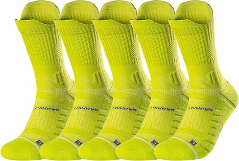 Rahhint Compression Running Socks 5 Pairs, Cushion Crew Socks, Moisture Wicking Anti-Blister Athletic Hiking Socks in Saudi Arabia