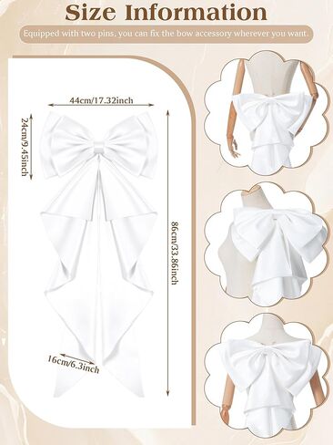 Bencailor Big Satin Ruffle Bow Train for Dress, Detachable Train Removable Bow for Christmas Tree Topper Formal Wedding in Saudi Arabia