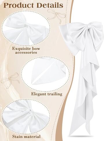 Bencailor Big Satin Ruffle Bow Train for Dress, Detachable Train Removable Bow for Christmas Tree Topper Formal Wedding in Saudi Arabia
