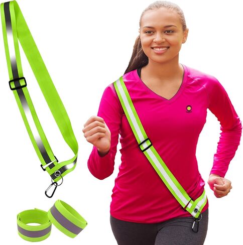 HiVisible - 2 Pack Reflective Sash for Walking at Night - Adjustable Reflective Safety Gear for Men, Women, Kids - Reflective Belt Sash for Running, Walking, and Biking in Saudi Arabia