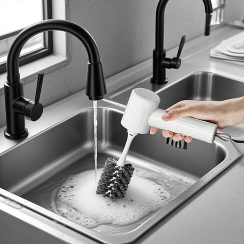Electric Spin Scrubber - Cordless Handheld Cleaning Brush with 2 Speeds & 4 Brush Heads, Rechargeable 1500mAh Battery for Kitchen Sink, Bathroom Tile, Stovetop, Glass, Car Detailing in Kuwait