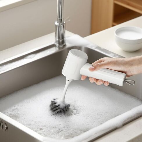 Electric Spin Scrubber - Cordless Handheld Cleaning Brush with 2 Speeds & 4 Brush Heads, Rechargeable 1500mAh Battery for Kitchen Sink, Bathroom Tile, Stovetop, Glass, Car Detailing in Kuwait