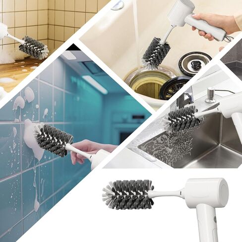 Electric Spin Scrubber - Cordless Handheld Cleaning Brush with 2 Speeds & 4 Brush Heads, Rechargeable 1500mAh Battery for Kitchen Sink, Bathroom Tile, Stovetop, Glass, Car Detailing in Kuwait