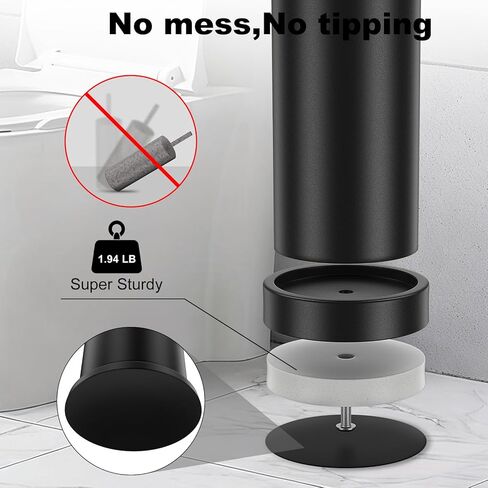 Black Toilet Brush and Holder，Extra Long Handled Toilet Brush for Bathroom，304 Stainless Steel Heavy Duty Toilet Bowl Brush,Removable Inner Bowl,Deep Cleaning Dense Bristles Brush(Black,1) in Kuwait