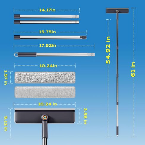 Window Squeegee for Home, Window Cleaner Tool with Extension Pole, Squeegee for Window Cleaning with 3 Microfiber Cloths and Screen Brush, Window Cleaning Kit for Car Windshield, Shower Glass Doors in Kuwait